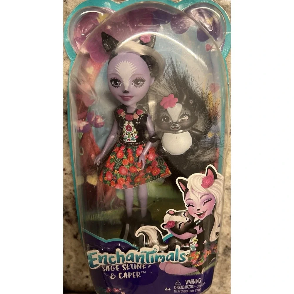 NEW NIP Enchantimals Sage Skunk‎ Doll & Caper Figure